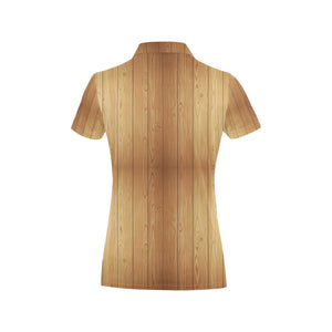 Wood Printed Pattern Print Design 05 Women's All Over Print Polo Shirt