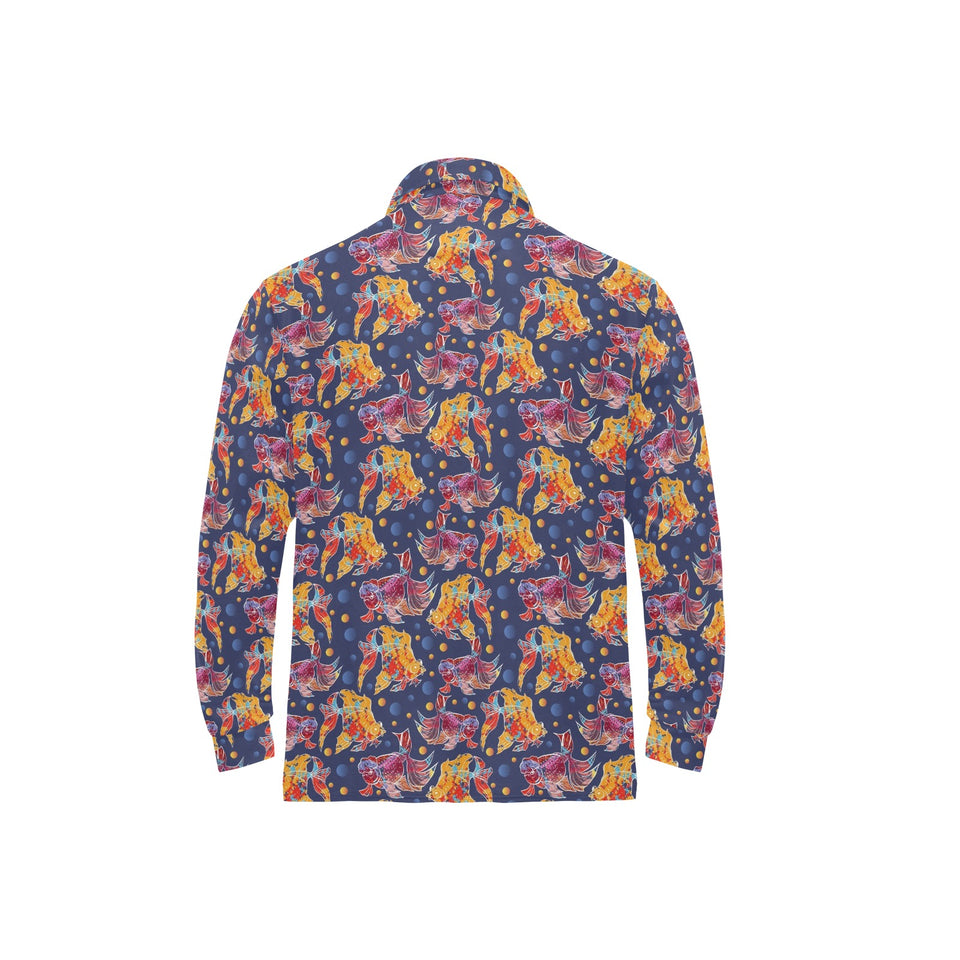 Goldfish Pattern Print Design 05 Men's Long Sleeve Polo Shirt