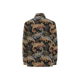 Chameleon lizard tropical leaves palm tree Women's Long Sleeve Polo Shirt