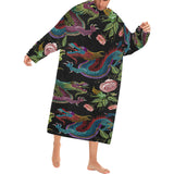 Dragons flower pattern Blanket Robe with Sleeves