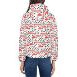 Red mushroom dot pattern Women's Padded Hooded Jacket