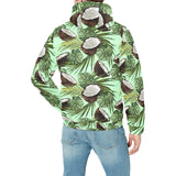Coconut Pattern Print Design 02 Men's Padded Hooded Jacket