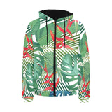 heliconia palm and monstera leaves pattern Men's Padded Hooded Jacket