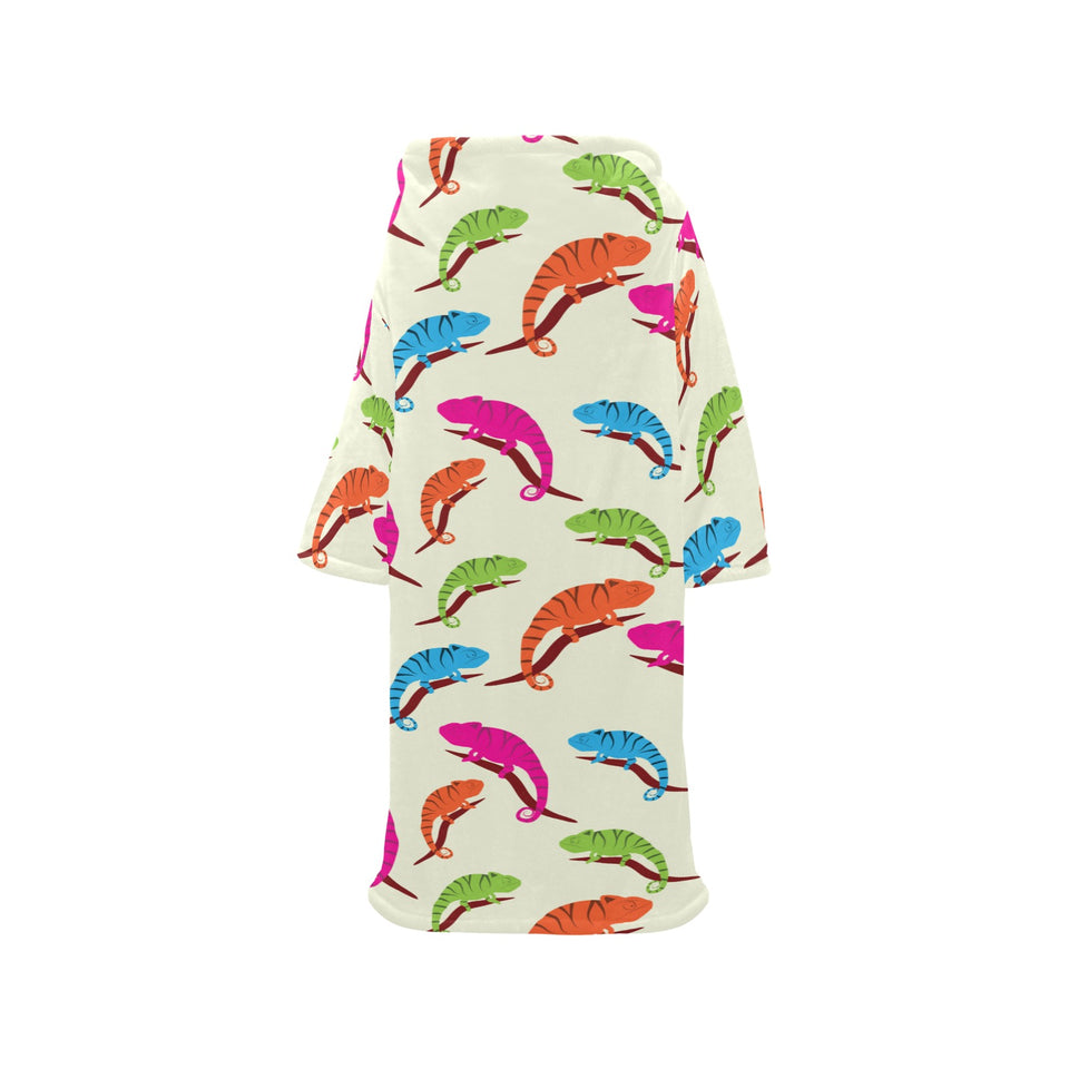 Colorful Chameleon lizard pattern Blanket Robe with Sleeves