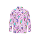 Cute ice cream cone animal pattern Men's Long Sleeve Polo Shirt