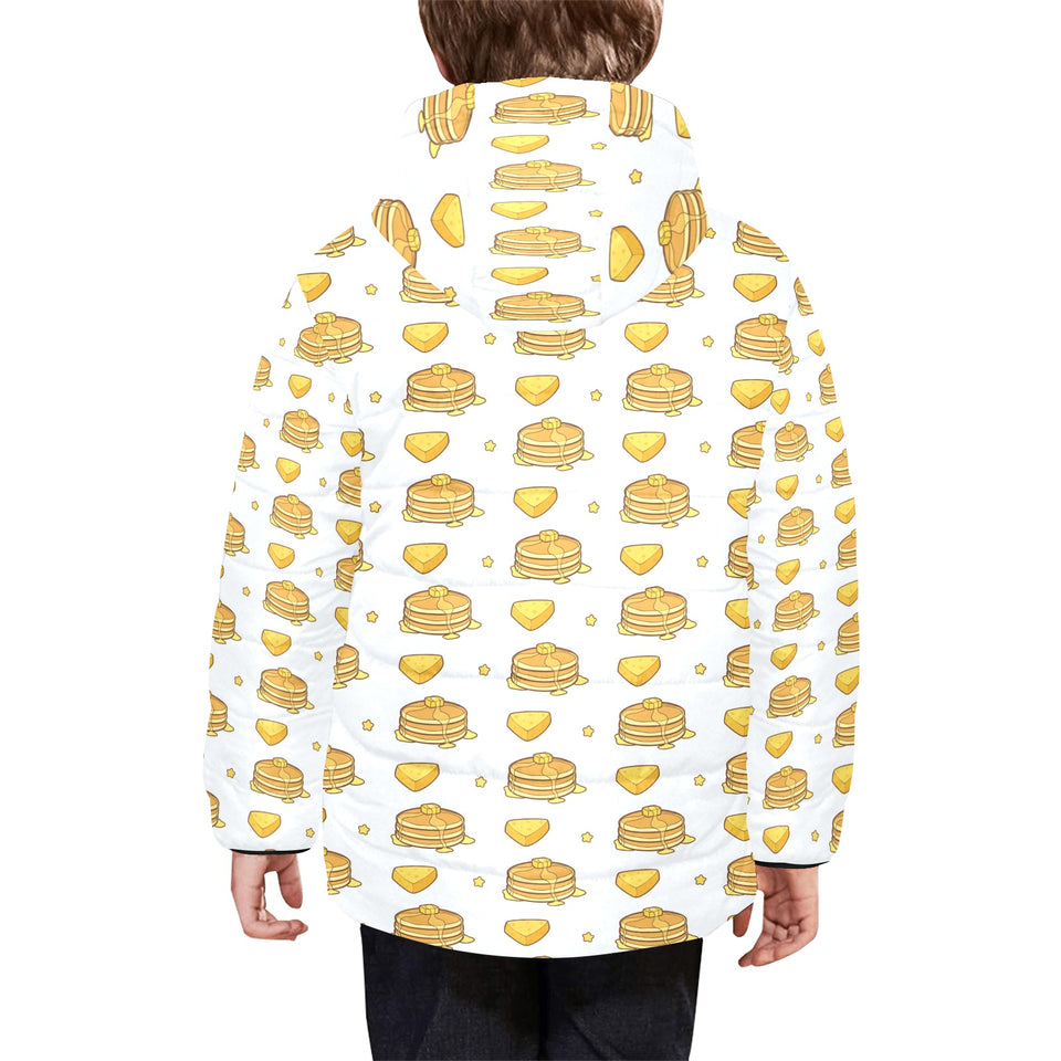 Pancake Pattern Print Design 03 Kids' Boys' Girls' Padded Hooded Jacket