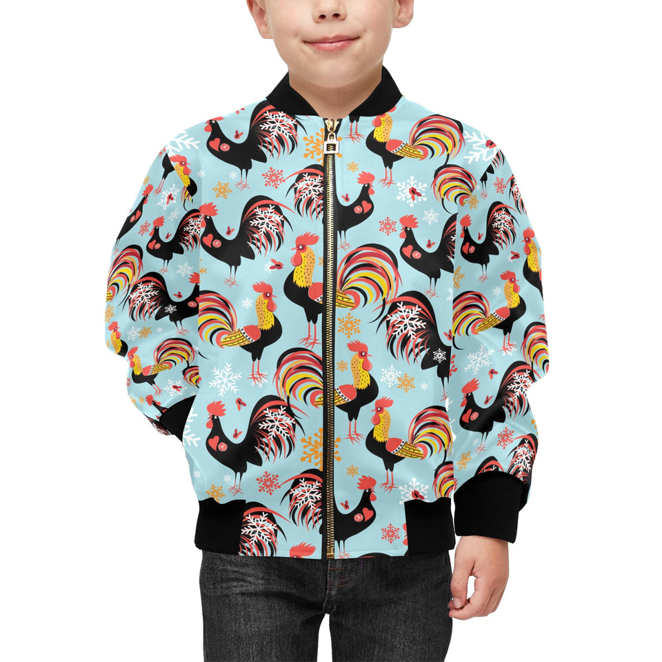 Rooster chicken cock snowfalke Kids' Boys' Girls' Bomber Jacket