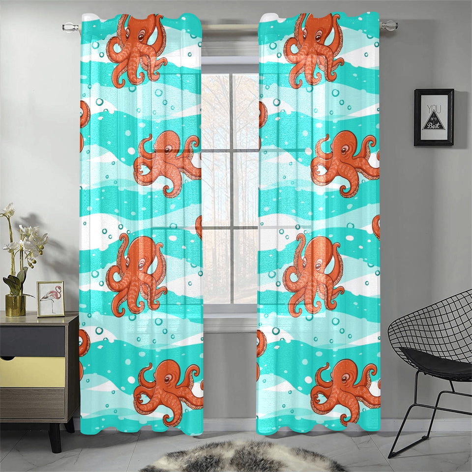 Octopuses sea wave background Gauze Curtain