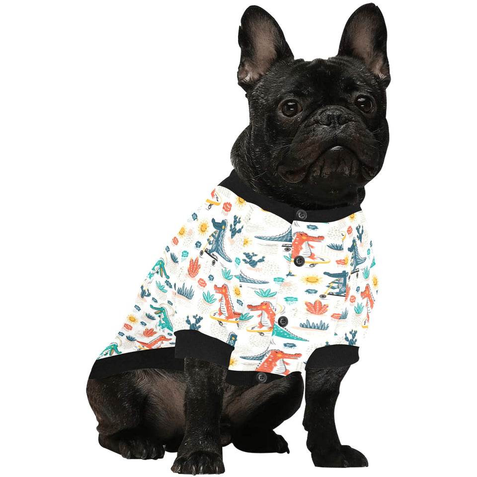 Cute Crocodile Pattern All Over Print Pet Dog Round Neck Fuzzy Shirt
