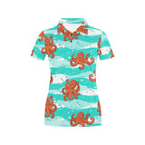 Octopuses sea wave background Women's All Over Print Polo Shirt
