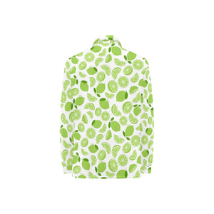 Lime design pattern Women's Long Sleeve Polo Shirt