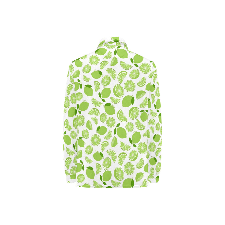 Lime design pattern Women's Long Sleeve Polo Shirt