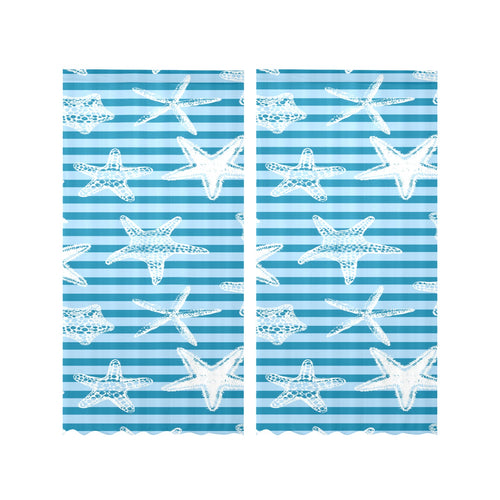 Starfish blue blackground Gauze Curtain