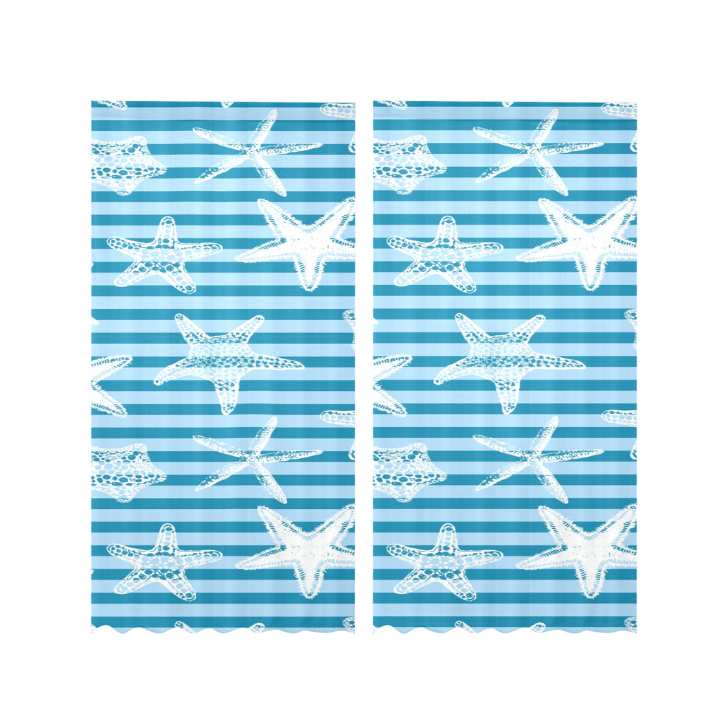 Starfish blue blackground Gauze Curtain