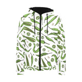 Hand drawn sketch style green Chili peppers patter Men's Padded Hooded Jacket