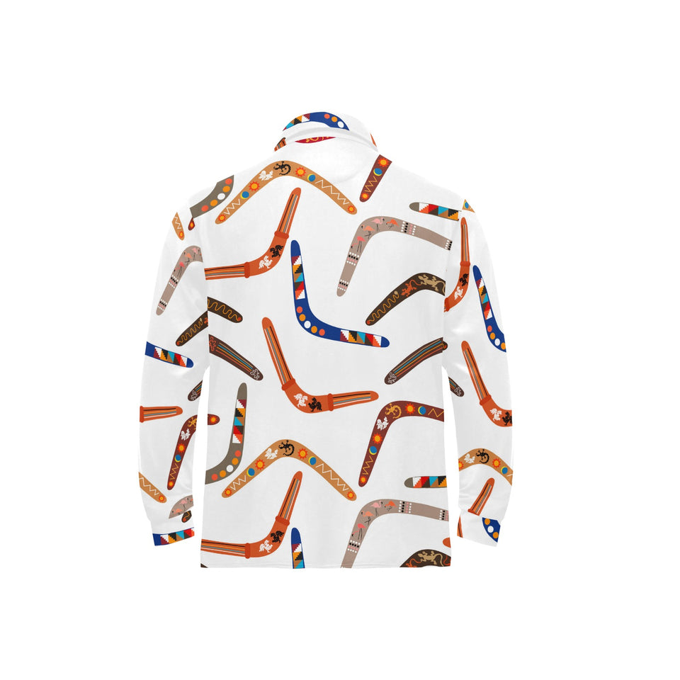 Boomerang Australian aboriginal ornament pattern Men's Long Sleeve Polo Shirt