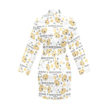 Golden Retriever Pattern Print Design 04 Women's Long Sleeve Belted Night Robe