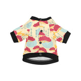 Red Bonsai gray sun japanese pattern All Over Print Pet Dog Round Neck Fuzzy Shirt