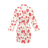 Rose Pattern Print Design 01 Women's Long Sleeve Belted Night Robe