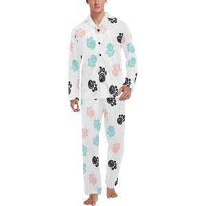 Dog Paws Pattern Print Design 04 Men's Long Pajama Set