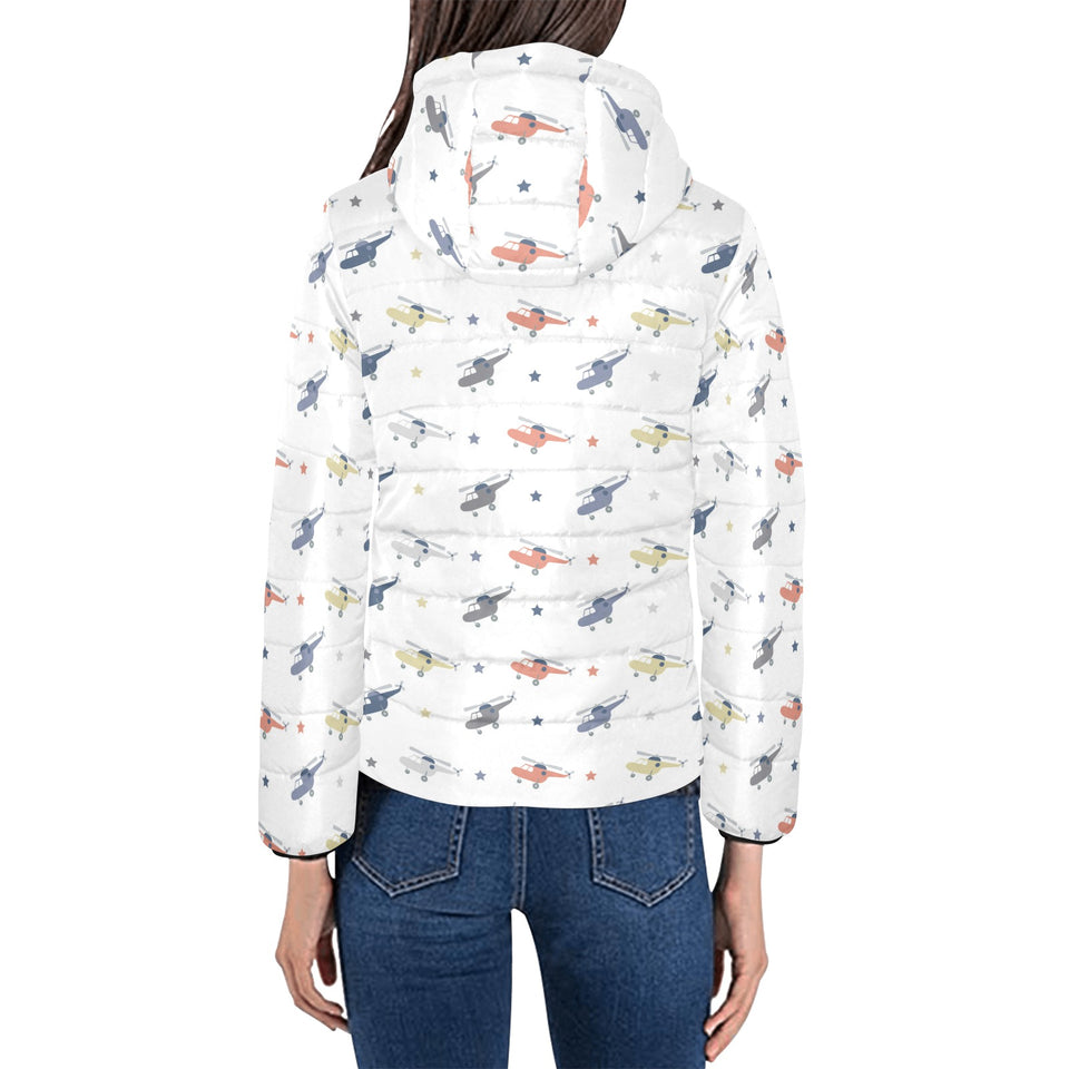 Cute helicopter star pattern Women's Padded Hooded Jacket