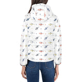Cute helicopter star pattern Women's Padded Hooded Jacket