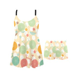 Bicycle Pattern Print Design 01 Chest Sexy Pleated Two Piece Swim Dress