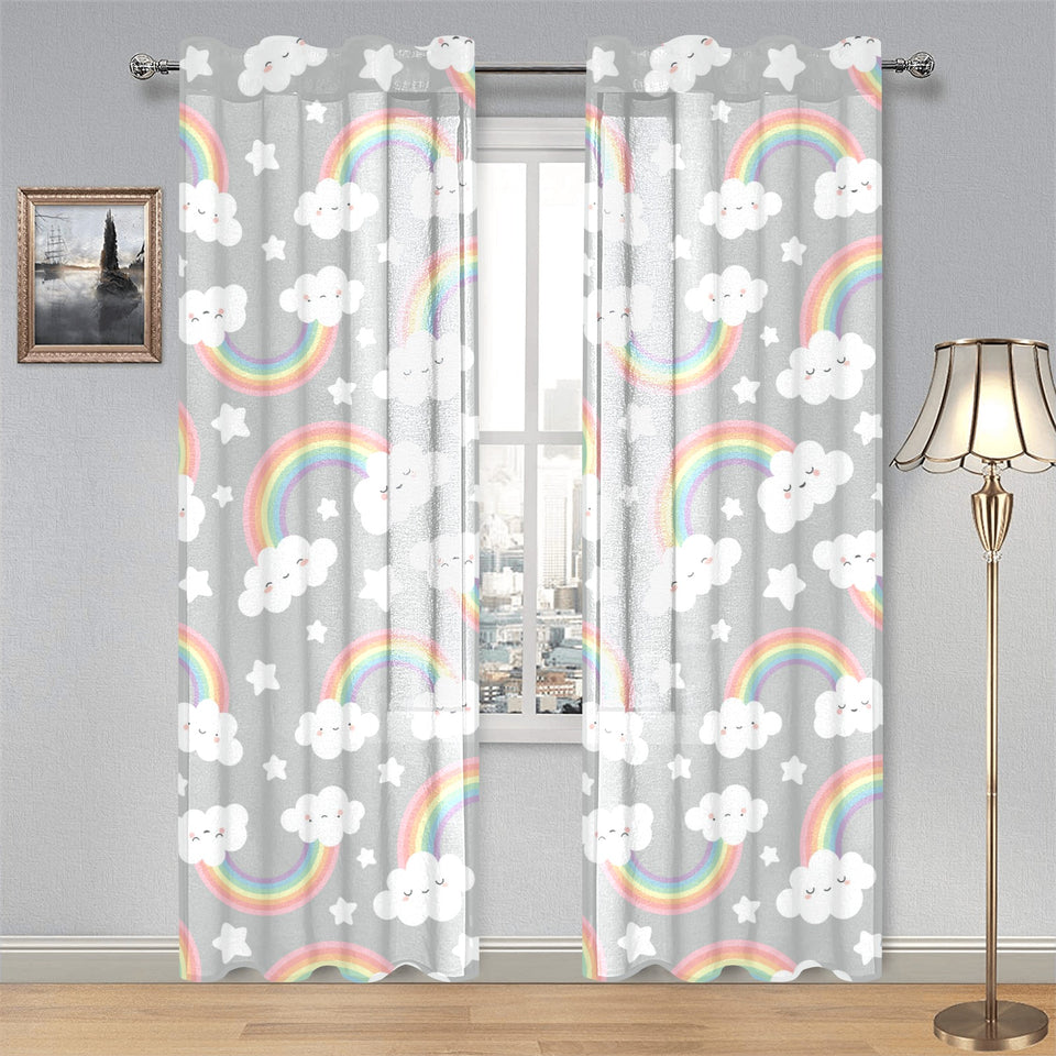 Cute rainbow clound star pattern Gauze Curtain