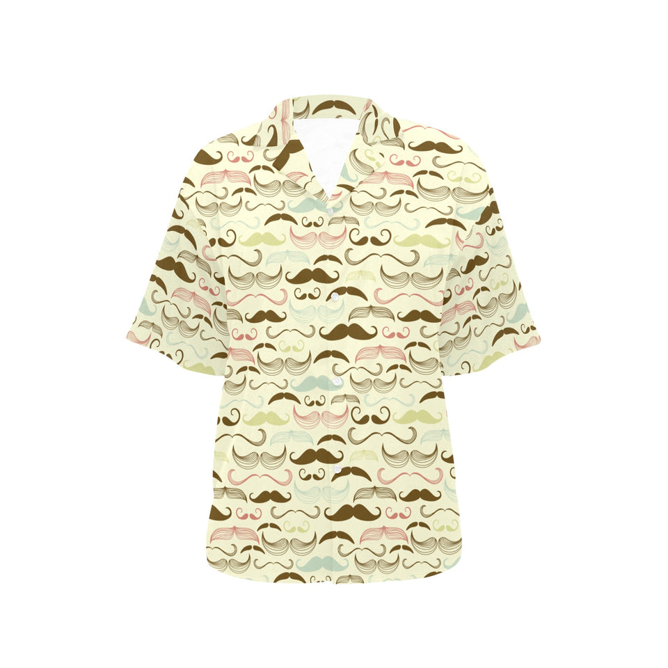 Mustache Beard Pattern Print Design 01 Women's All Over Print Hawaiian Shirt