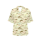 Mustache Beard Pattern Print Design 01 Women's All Over Print Hawaiian Shirt