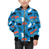 Colorful rhino pattern Kids' Boys' Girls' Bomber Jacket