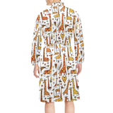 Giraffe Pattern Print Design 04 Men's Long Sleeve Belted Night Robe
