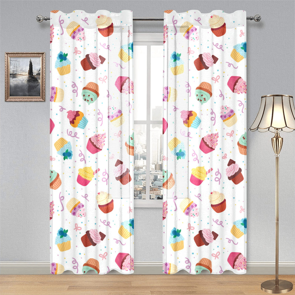 Cake cupcake design pattern Gauze Curtain