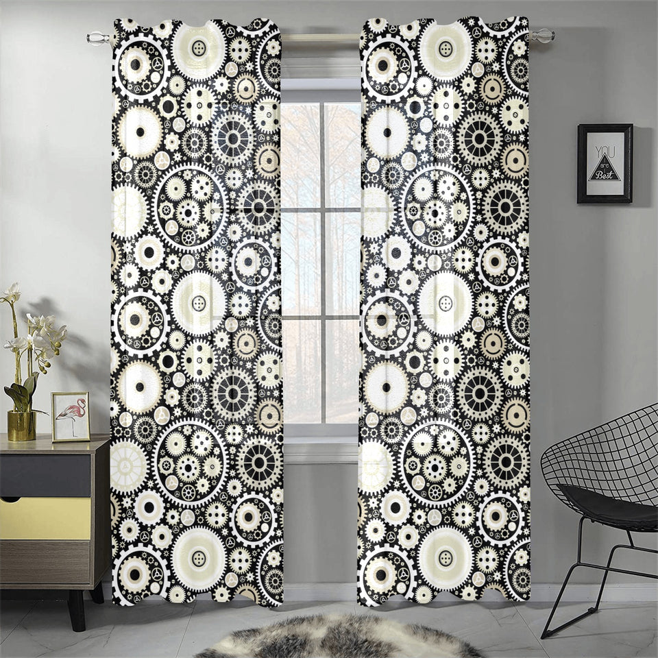 Gear Pattern Print Design 02 Gauze Curtain