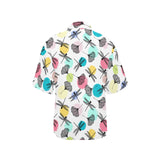 Dragonflies ginkgo leaves pattern Women's All Over Print Hawaiian Shirt