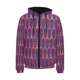 Eiffel Tower Pattern Print Design 05 Men's Padded Hooded Jacket