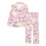 Japanese crane rose pattern Women's Long Pajama Set