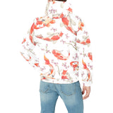 Watercolor Koi Fish Carp Fish pattern Men's Padded Hooded Jacket