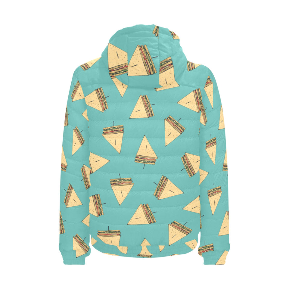Sandwich Pattern Print Design 03 Men's Padded Hooded Jacket