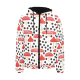 Red mushroom dot pattern Men's Padded Hooded Jacket