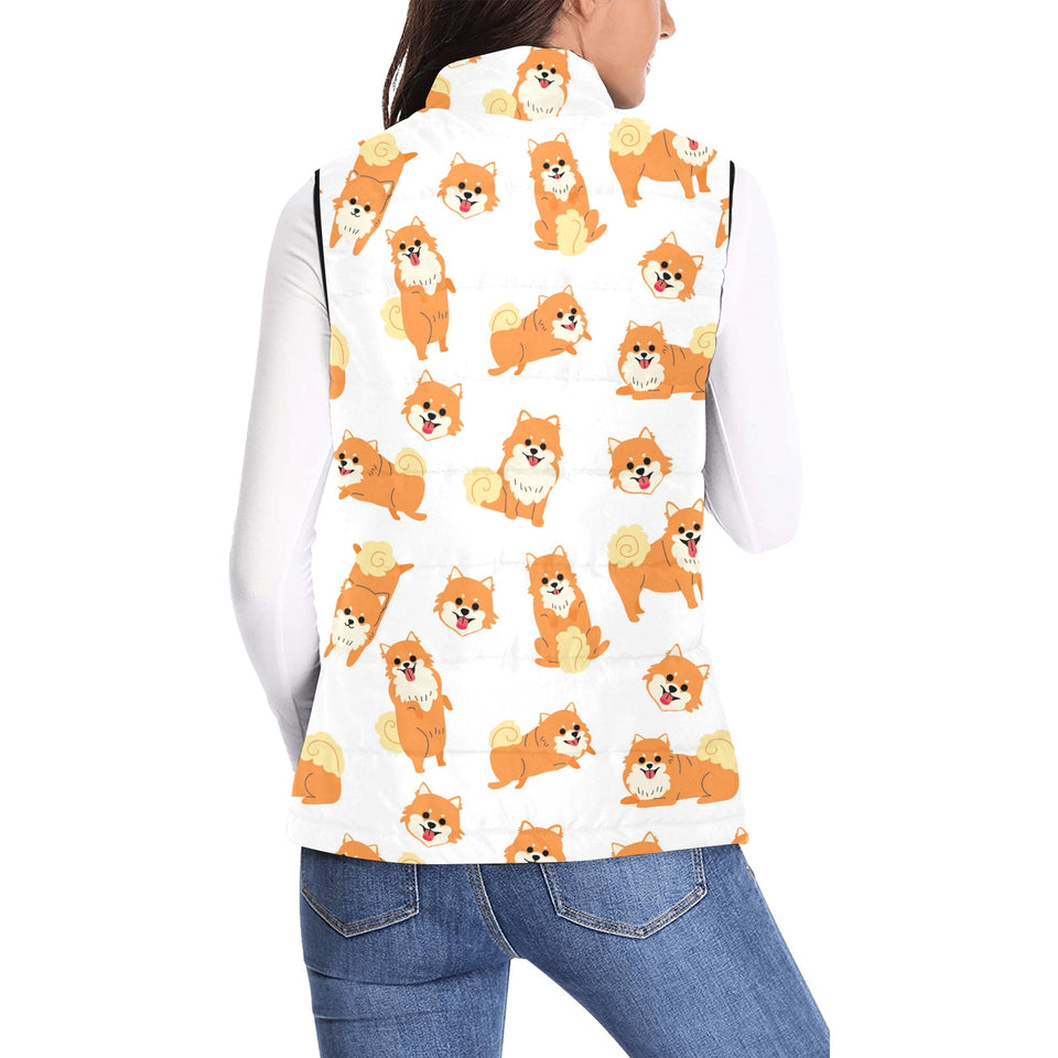 Brown pomeranian pattern Women's Padded Vest