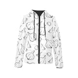 Garlic pattern black white Women's Padded Hooded Jacket