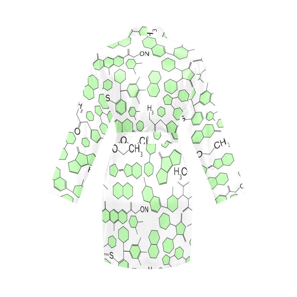Chemistry Periodic Table Pattern Print Design 03 Women's Long Sleeve Belted Night Robe