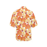 Orange yellow orchid flower pattern background Women's All Over Print Hawaiian Shirt