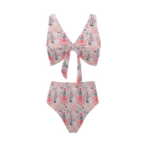 Octopus winter hat garland Fish candy Seaweed Cora Chest Bowknot High Waisted Bikini Swimsuit