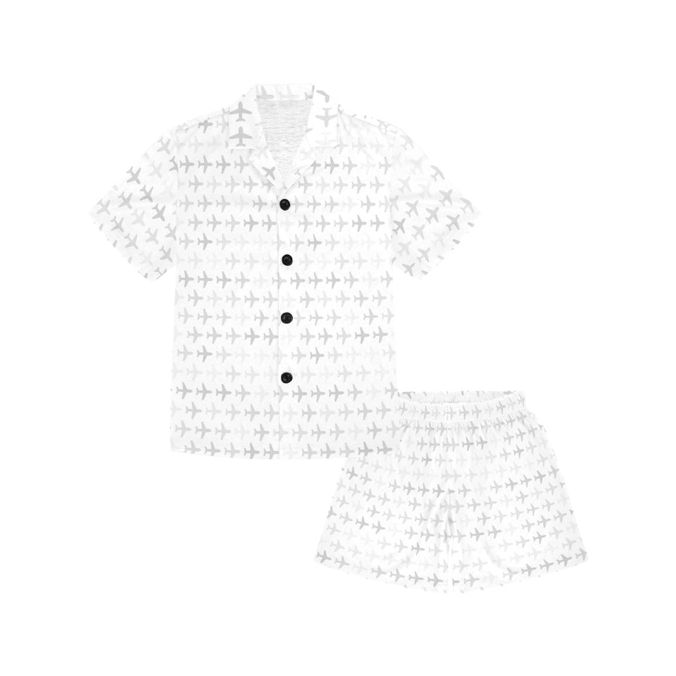 Airplane print pattern Kids' Boys' Girls' V-Neck Short Pajama Set