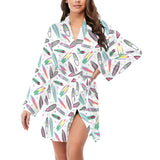 Surfboard Pattern Print Design 04 Women's Long Sleeve Belted Night Robe