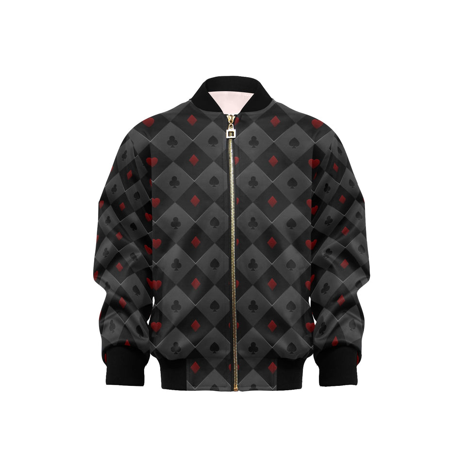 Casino Cards Suits Pattern Print Design 05 Kids' Boys' Girls' Bomber Jacket