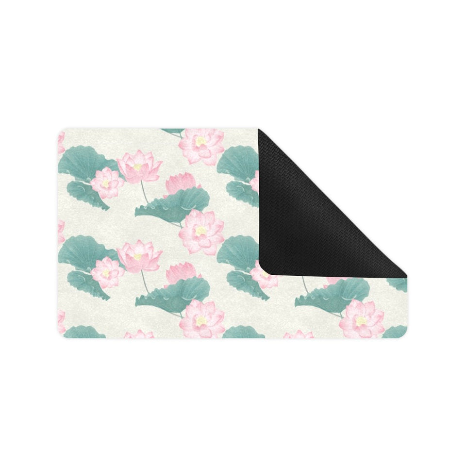 Pink lotus waterlily leaves pattern Doormat