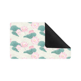 Pink lotus waterlily leaves pattern Doormat